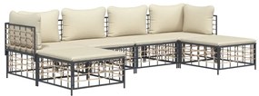 6 részes antracitszürke polyrattan kerti ülőgarnitúra párnákkal