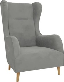 Világosszürke bársony füles fotel Carole – Ropez