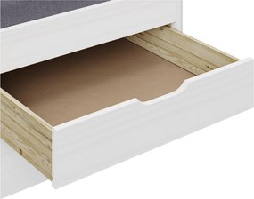 Ágy kihúzható pótággyal, fehér, tömörfa, 90x200, MARINELLA NEW