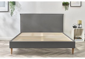 Antracitszürke kárpitozott franciaágy ágyráccsal 180x200 cm Sary – Bobochic Paris