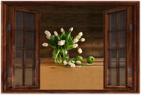 Poszterek 120x80 Fehér tulipånok våzåban