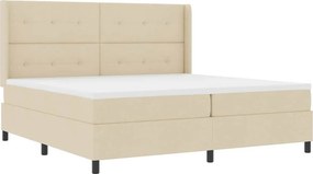 vidaXL LED Box Spring Ágy matracmal Krém 200 x 200 cm szövet