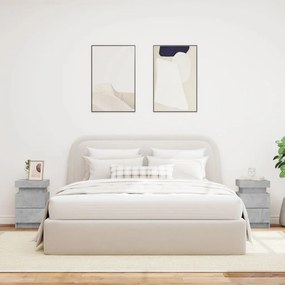 2 db betonszürke éjjeliszekrény LED-világítással 35x39x55 cm