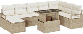 vidaXL Kerti Kanapé Szett párnával 9 pcs bézs és krémszínű