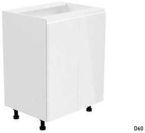 ASPEN D60 kétajtós alsó konyhaszekrény, 60x82x47, fehér/szürke magasfényű