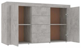 betonszürke szerelt fa tálalószekrény 120 x 36 x 69 cm