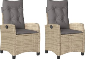 vidaXL 2 db vegyes bézs dönthető polyrattan kerti szék párnával