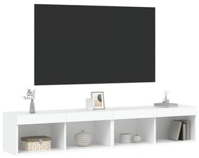 2 db fehér TV-szekrény LED-világítással 80x30x30 cm