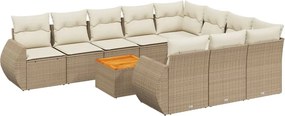 vidaXL 11 részes bézs polyrattan kerti ülőgarnitúra párnákkal