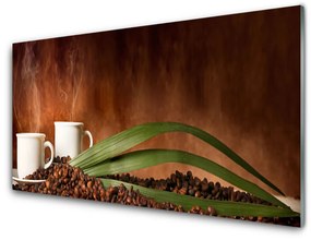 Akril üveg kép Csészék kávébab Kitchen 120x60 cm