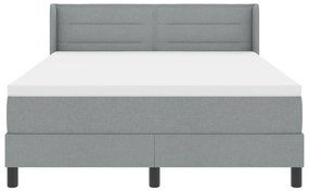 Boxspring ágy matraccal, világosszürke, 140 x 190 cm szövet