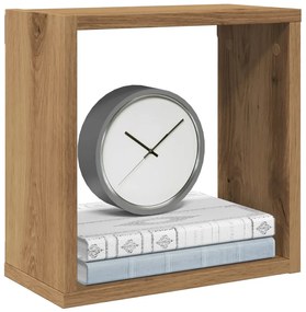 4 db kézműves tölgyszínű szerelt fa fali kockapolc 30x15x30 cm