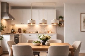 Brilagi - Kábelre függesztett csillár SPRING 3xE27/60W/230V bézs/arany