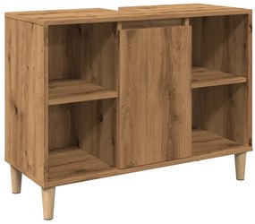 kézműves tölgy színű szerelt fa mosdószekrény 80 x 33 x 60 cm