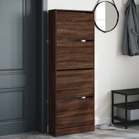 barna tölgyszínű szerelt fa cipőszekrény 60 x 21 x 163,5 cm