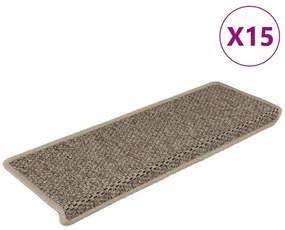 15 db szizál hatású sötét bézsszínű lépcsőszőnyeg 65x21x4 cm