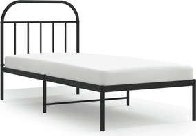 vidaXL fekete fém ágykeret fejtámlával 90 x 190 cm