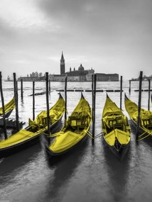 Poszter 30x40cm Gondolák kikötve a csatorna mentén, Assaf Frank