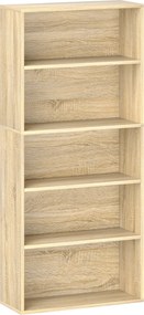 HOMCOM Könyvespolc, 5-Szintes Tárolópolc, Könyvespolc Állítható Polcokkal Nappaliba, Hálószobába, Irodába, 60 x 24 x 133,5 cm, Természetes fa | Aosom