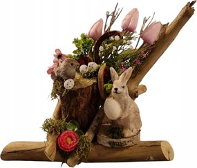 Húsvéti díszlovag nyuszival Rózsaszín tulipánok