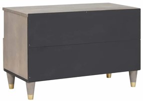 TV szekrény polcokkal tárolóval Szürke és Arany Tömör mangófa
