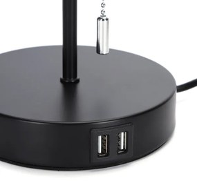Aigostar - Asztali lámpa USB porttal 1xE27/40W/230V fekete