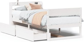 vidaXL fehér tömör fenyőfa ágy matrac nélkül 90 x 200 cm