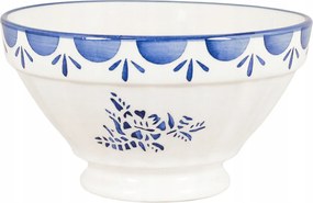 Tál 14cm kő kerámia fehér kék kerek salátástál