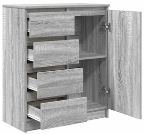 szürke sonoma szerelt fa tálalószekrény fiókos 71x35x84 cm