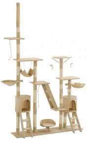 bézs macskabútor szizál kaparófákkal 230-250 cm