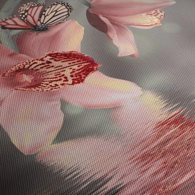 Kép - Virágok és pillangó (órával) (90x30 cm)