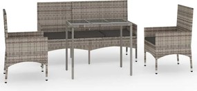 vidaXL 4 részes szürke polyrattan kerti ülőgarnitúra párnákkal