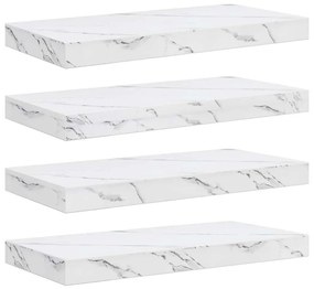vidaXL Falpolc tárolóval 4 pcs Fehér márvány 50 x 23,5 x 4 cm Faanyag