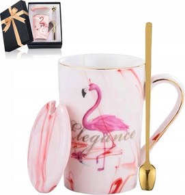 Flamingó bögre kávéscsésze ajándék fedővel 400ml
