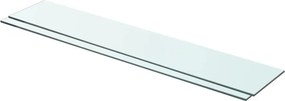 vidaXL 2 db átlátszó üveg paneles polc 80 x 15 cm