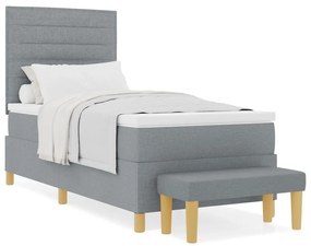 Boxspring ágy matraccal és padlóval Világosszürke 90x200 cm Szövet