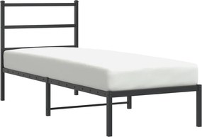 vidaXL fekete fém ágykeret fejtámlával 80 x 200 cm