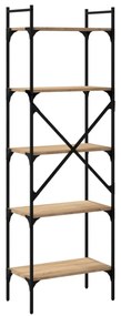 5 szintes sonoma tölgy színű fa könyvespolc 56 x 31,5 x 174 cm