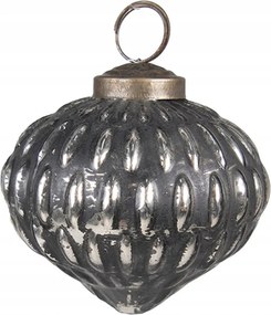 Fekete-ezüst antik üveg díszlombik 7x7 cm