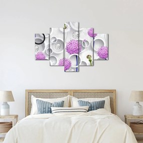 Kép a 3D absztrakció körökkel és virágokkal (150x105 cm)