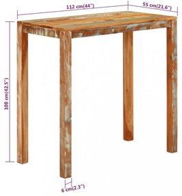 tömör újrahasznosított fa bárasztal 112 x 55 x 108 cm