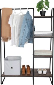 Szekrény szervező/polcállvány polcokkal, fekete/dió, ROBYN