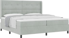 vidaXL Boxrugós ágy matracmal Világosszürke 200 x 200 cm Bársony