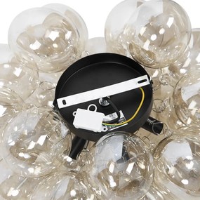 Design mennyezeti lámpa fekete borostyánüveggel 6 lámpás - Uvas