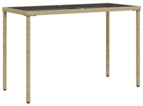 bézs polyrattan üveglapos kerti asztal 115x54x74 cm