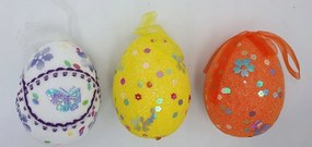 Nagy, díszített akasztós tojás 13 x 10 cm SWA-15095