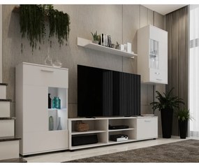 Nappali szekrénysor, fehér, fóliázott DTD, FRONTAL 1 NEW