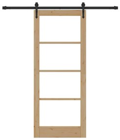 Egyszerű Csúszó Ajtó Barna 83 x 202 cm Fa és fém
