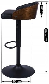 Elegáns Bárszék Fekete Eco-bőr Kárpittal. KANSAS