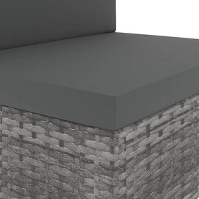 szürke polyrattan középső kanapéelem